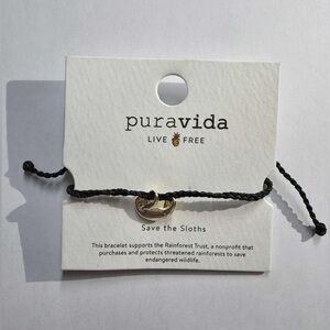 Pura Vida Black Bracelet with Gold Charm